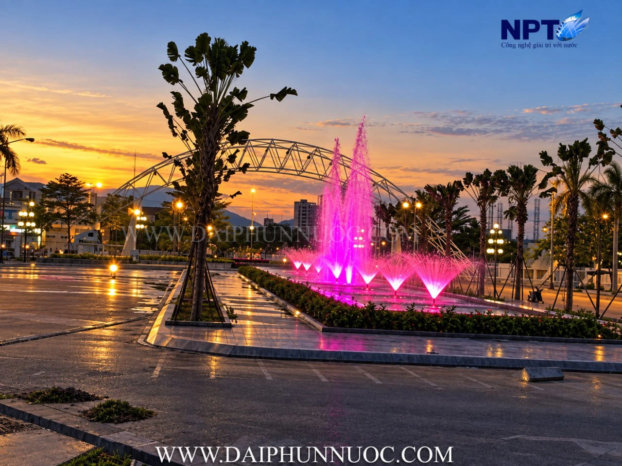 Đài phun nước APEC Đà Nẵng – góc chụp hoàng hôn