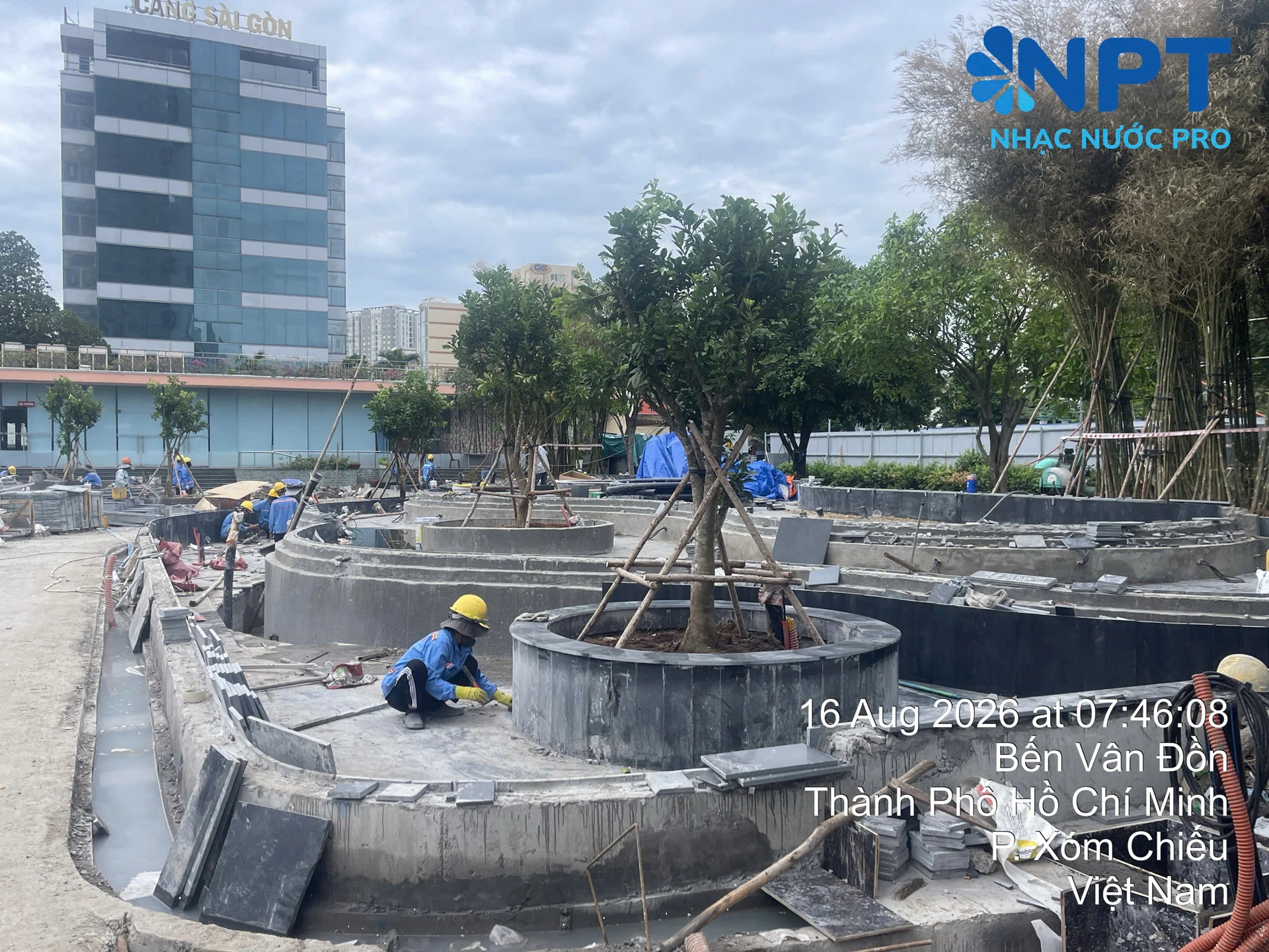 NPT thi công nhạc nước Bến Nhà Rồng – Khánh Hội theo hình học cảnh quan thực tế