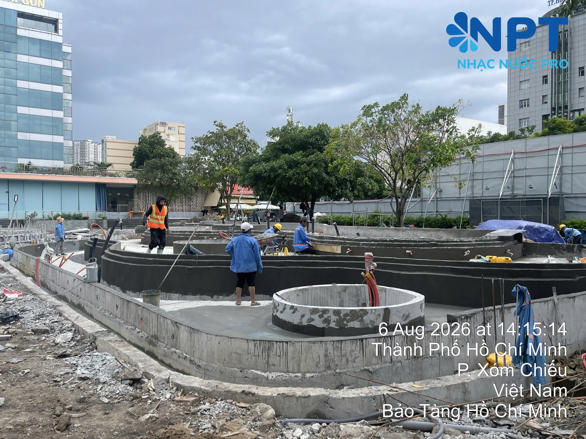 Công trường NPT thi công từ phối cảnh 3D nhạc nước Chương 1 Bến Nhà Rồng Khánh Hội