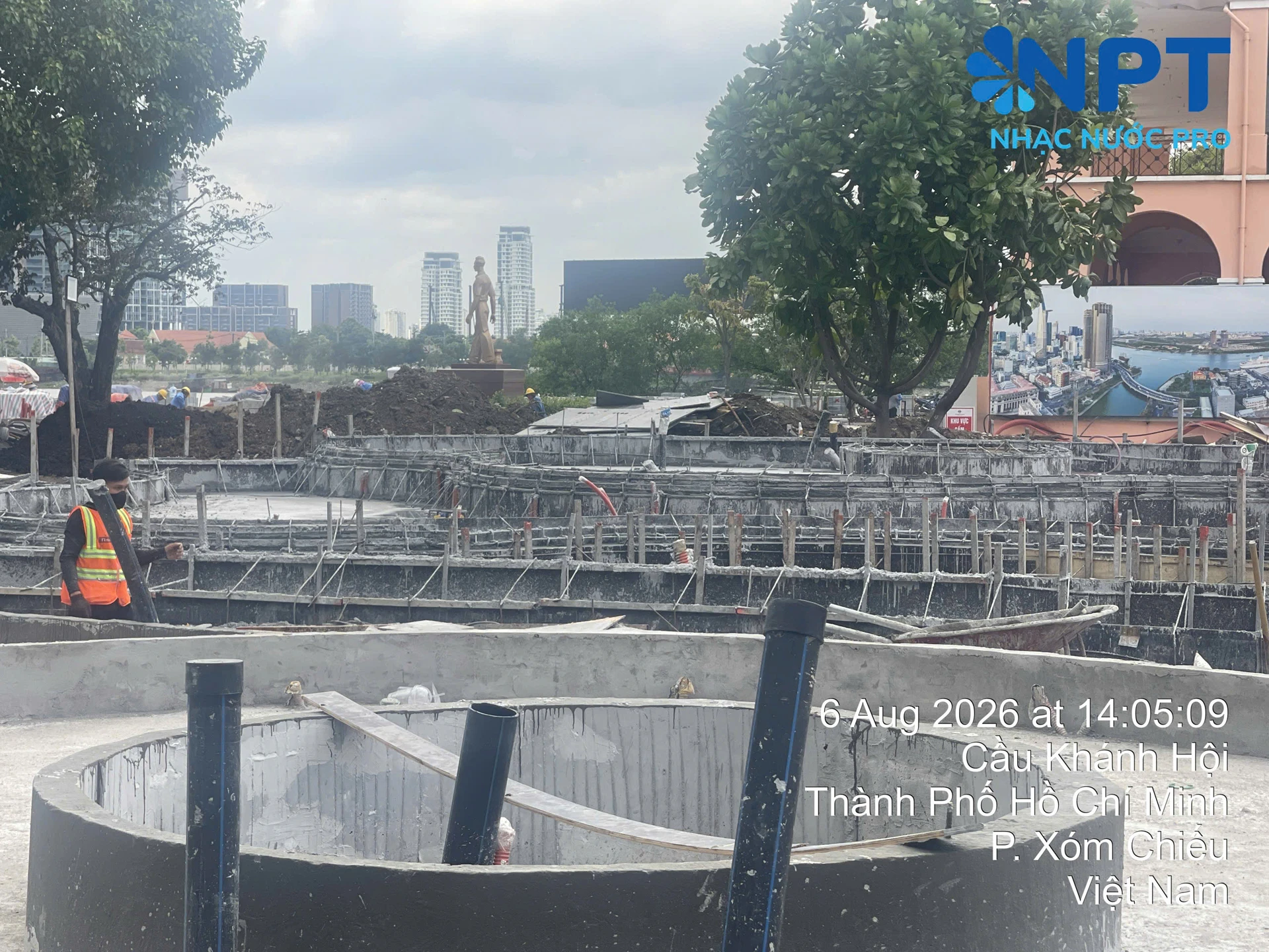 Đường ống và điểm chờ kỹ thuật nhạc nước Bến Nhà Rồng – Khánh Hội do NPT triển khai