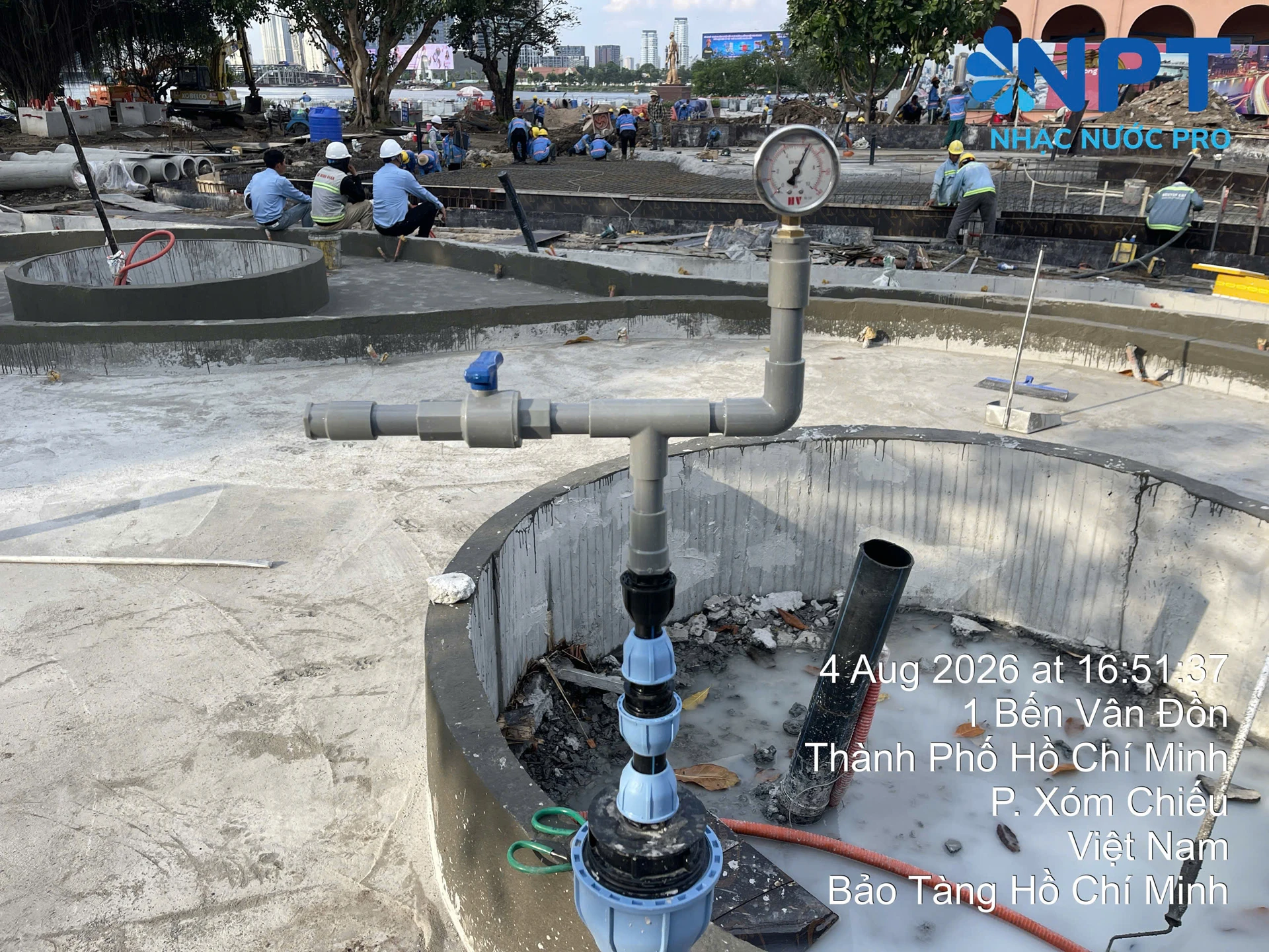 Đường ống và điểm chờ kỹ thuật phục vụ thi công từ phối cảnh 3D nhạc nước