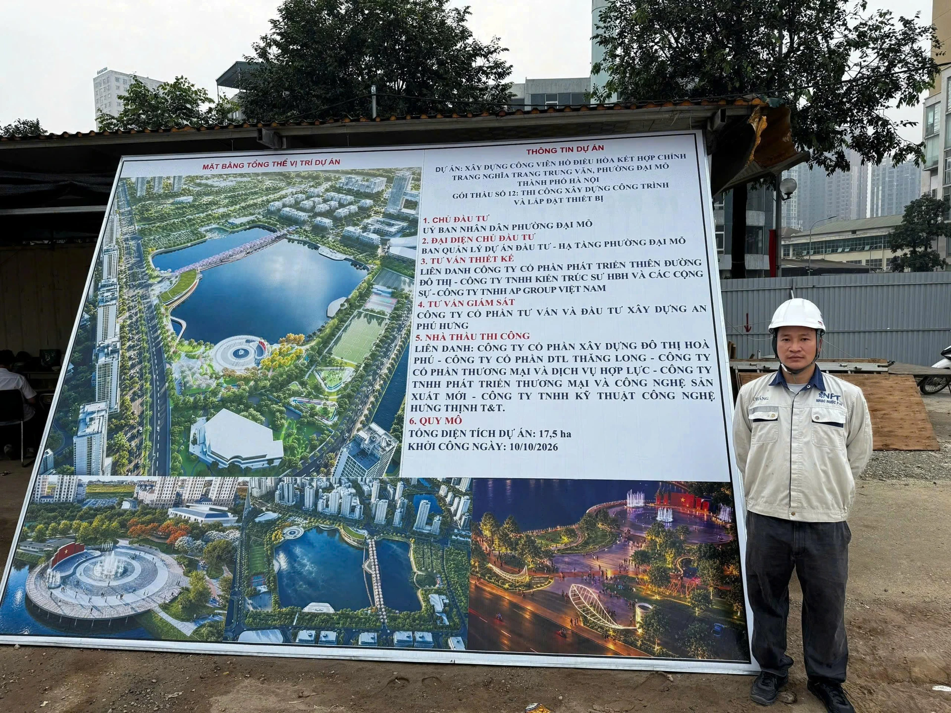 Công trường dự án nhạc nước công viên Trung Văn Đại Mỗ và đại diện NPT Nhạc Nước Pro