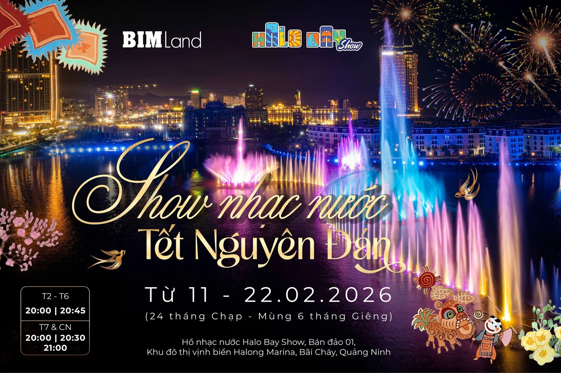 Lịch biểu diễn nhạc nước Halo Bay Show Tết Nguyên Đán 2026