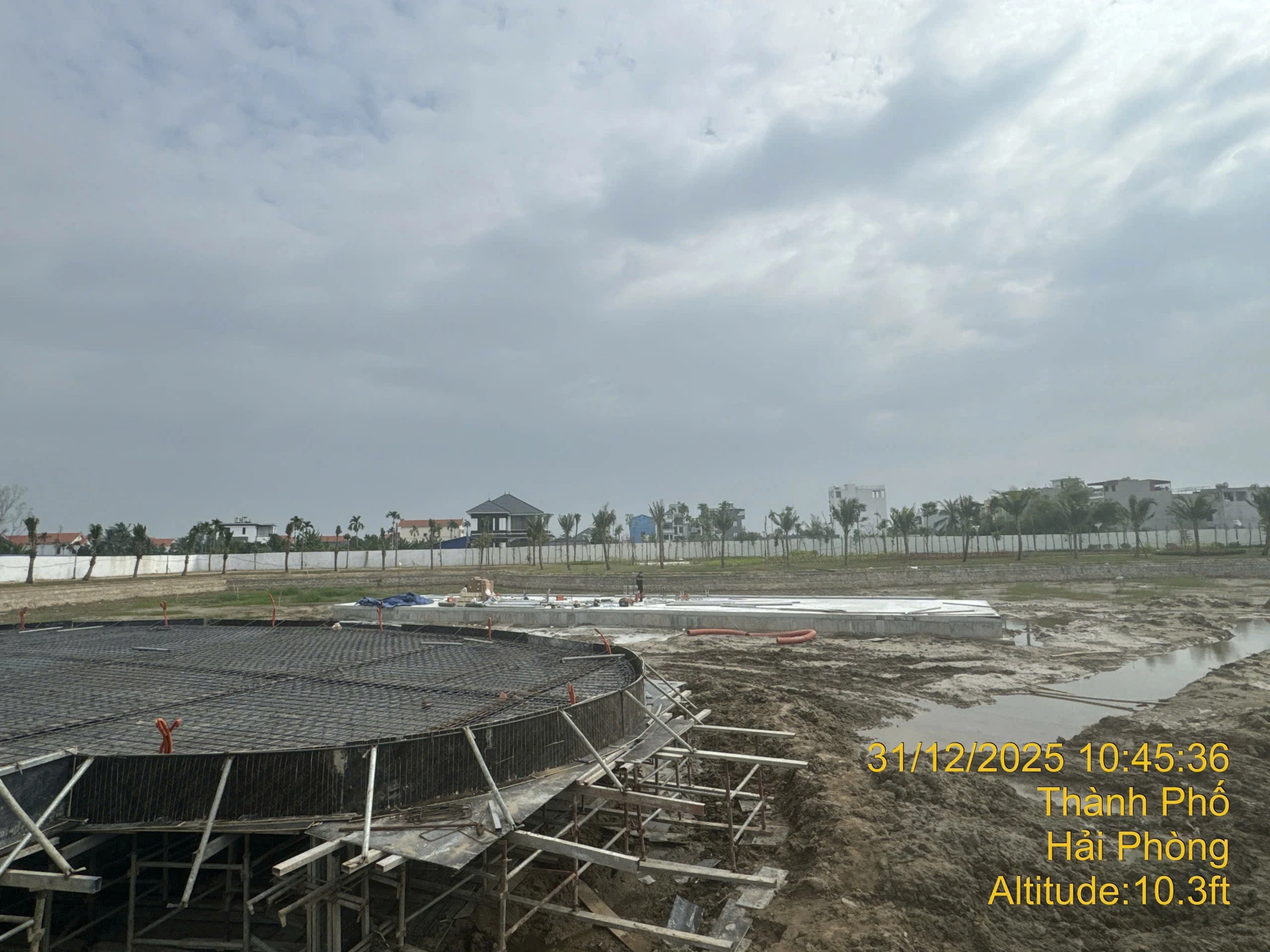 Tiến độ thi công sân khấu nhạc nước tại Hoàng Huy New City - Thủy Nguyên, Hải Phòng