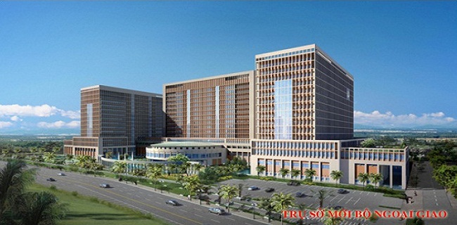 Phối cảnh trụ sở mới Bộ Ngoại giao và khu vực bố trí đài phun nước