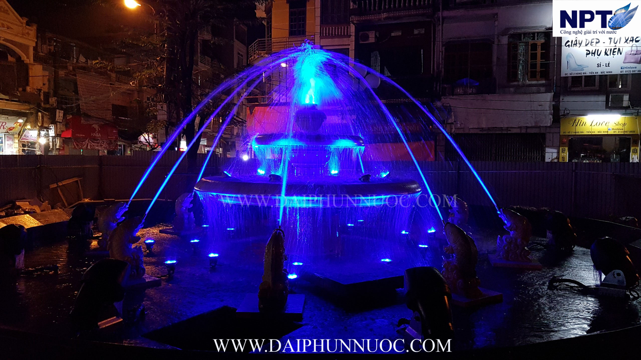 Đài phun nước Bắc Ninh – ánh sáng vàng