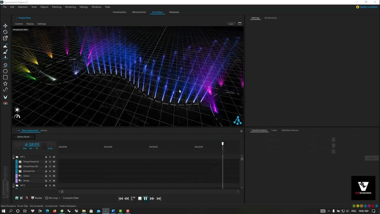 Phần mềm Depence mô phỏng nhạc nước 3D tiêu chuẩn Đức