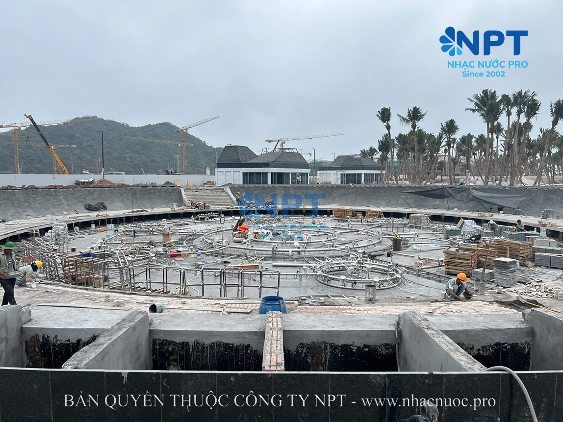 NPT chạy thử và hiệu chỉnh nhạc nước Xanh Island Cát Bà tại hiện trường